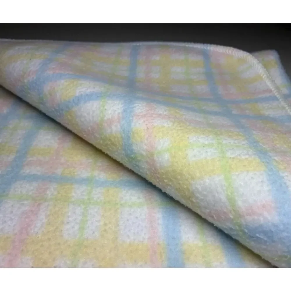 Martha Stewart Everyday Baby Blanket Pastel Plaid White Pink Blue Yellow